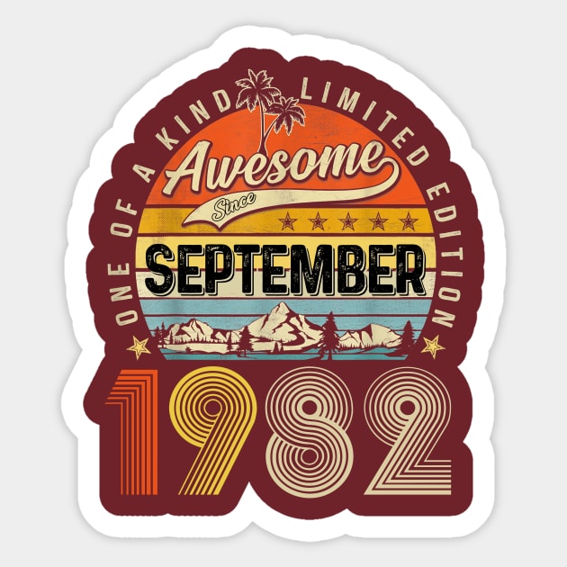 Awesome Since September 1982 Vintage 41st Birthday Sticker by Vintage White Rose Bouquets